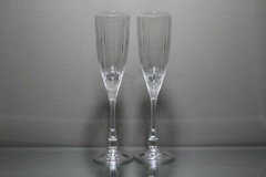 Two (2) Royal Crystal Rock «Solaris» Champagne Flute Goblets Glasses 9 1/4″ MINT