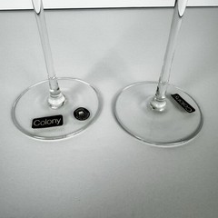 Pair Vtg Line Black by Colony 10-Inch Champagne Flutes | Handblown Glass Romania