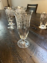 Tiffin Franciscan Grapevine Etched Crystal – 6 Stems & 2 Mugs (Set of 8)