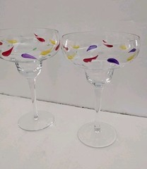 Studio Nova Set 2 Margarita Glasses Chili Peppers Hand Painted