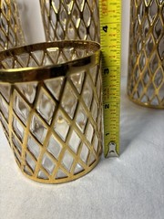 Vtg MCM Set 5 Glasses Sekai Ichi Gold By Imperial Glass 3 High Ball – 2 Low Ball