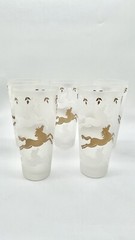 Libbey Cavalcade Frosted Highball Glasses Gold Stallions Set of 5 Vintage
