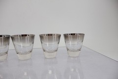 Vitreon Queens Lusterware Silver Fade Ombre Shot Glasses Set of 6 Vintage MCM