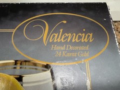 Vintage Valencia Set Of 6 Wine Glasses, Hand Decorated 24K Gold Rim 10 Oz