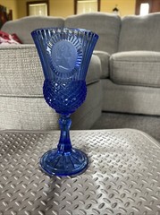 Vintage 1976 Avon Fostoria George Washington Cobalt Blue wine Goblet- 8″