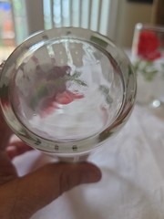 3 Vintage Hazel Atlas Red Rose & White Picket Fence 4 3/4” Glasses EUC 12oz