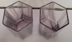 2 DIANE VON FURSTENBERG HIGHBALL GLASS TUMBLERS LILAC STRIPES 4.75 INCHES 12 OZS