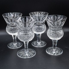 Edinburgh Crystal Thistle White Wine Glasses SIGNED 5″ – Set of 4
