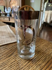 Vintage Highball Dorothy Thorpe Style MCM Silver Letter D Glass Monogram. Set-4