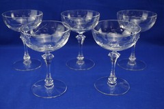 Tiffin Dolores Stem #17453 (5) Sherbet or Champagne Glasses, 5 1/4″