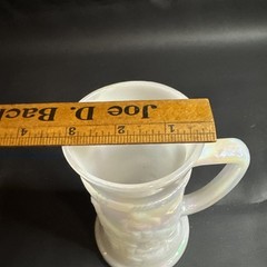 Vintage Federal Iridescent Carnival Glass White Beer Stein Pearl Luster 6”