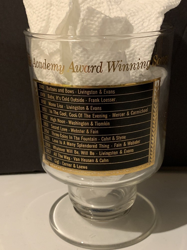 **RARE** 1959 Complete Set of 8 MCM Academy Award Winning Song Rocks Glasses