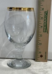 Vintage Valencia Set Of 6 Wine Glasses, Hand Decorated 24K Gold Rim 10 Oz