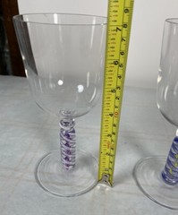 2 James Nadal Art Glass Signed Wine Glasses