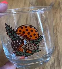 Vintage Sears Merry Mushroom Juice Lowball Drinking Glass Glasses 8oz Set of 4