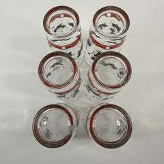 Set of 6 Federal Glass Scotty Dog Black Terrier Playing Fetch Tumbler Glasses
