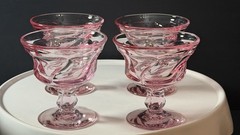 Vintage Fostoria Jamestown Pink Footed Champagne Tall Sherbet Glasses Set 4 USA