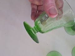 x4 Vtg Fostoria Vesper Green H2F Fruit / Oyster Glowing Glass 3 Chipped Free Shp