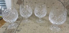 Signed Royal Brierly Honeybourne Pattern Cut Crystal Brandy Glasses-Set of Four