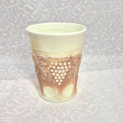 EAPG Northwood Grape & Cable Custard Glass With Nutmeg Stain Tumbler 4.25″