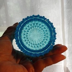 Vintage INDIANA GLASS Turquoise Regal Blue Diamond Point 3.75″ Tumblers