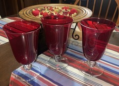 LENOX HOLIDAY GEMS RUBY RED WINE/WATER GOBLETS SET OF 3