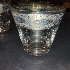 Set Of 4 Culver Sorrento Highball glasses , Silver Filigree W/ Turquoise
