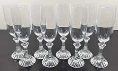 8) Mikasa The Ritz Fluted Champagne Set Vintage Crystal Clear Stemware Retro Lot