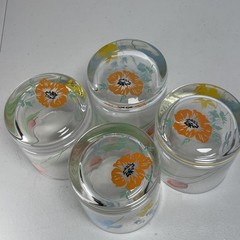 Dorothy Thorpe Hand Painted Poppy Daffodil Spring Flowers Floral Glasses 10 oz