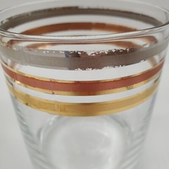 MCM Signed Culver Silver Copper Gold Band Double Old Fashion Glass set of 5