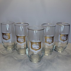 (5) Vintage Libbey Apothecary Pharmacy Rx Gold Trim Drinking Glasses Tumblers