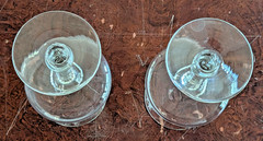 VTG Pair of 6.5″ Tall Frosted Etched SCHOONER Clear Glasses Grappa-Style