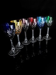 Faberge Odessa Colored Crystal Hock Glasses 8 7/8″ H