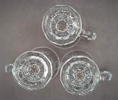 Set Of 3 Cristal d’Arques Durand Diamante Footed Tea / Irish Coffee Mugs Glasses