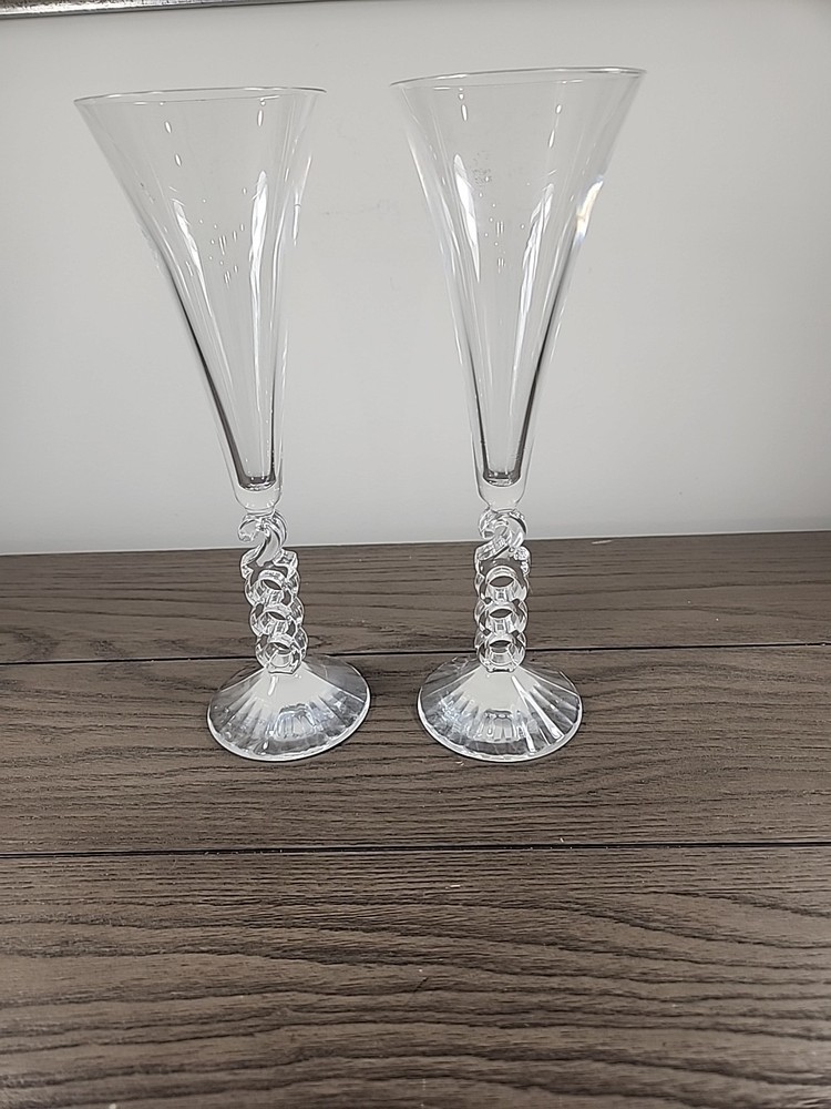 Cristal D’ Arques France Champagne Millennium 2000 Lead Crystal Glasses Set Of 2