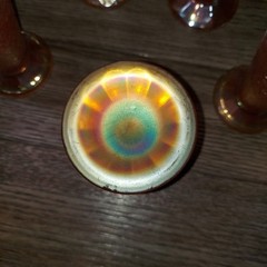 Vtg Set of 8 Carnival Glass Tumblers Marigold Orange Crackled Footed Juice Glass