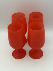 Rainbow Glass Co Iced Tea Glasses Orange Red Frosted Satin Flashed 6.5” Set of 4