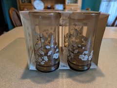 Set of 4 Vintage Libbey Smoky Floral Drinking Glasses – Mid-Century Blossoms NEW
