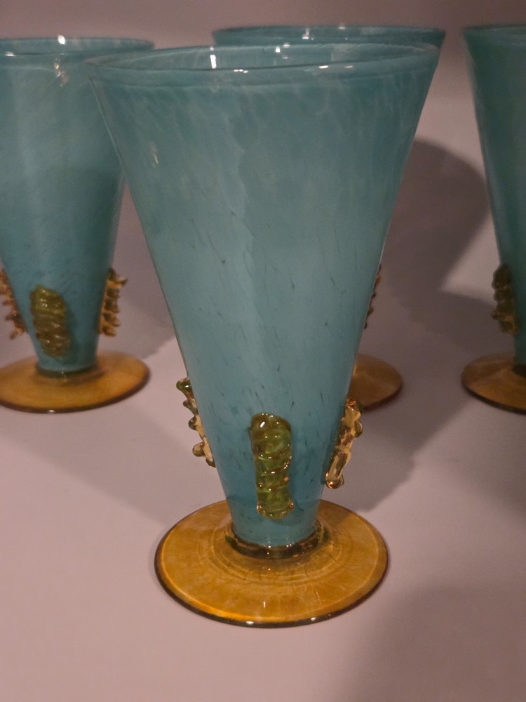 Abigails Bohemian Reproduction Handblown Art Glass Cocktail Glasses (Set of 4)