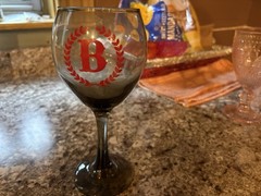 **New** LETTER “B” Personalized Red Labeled Wine Glass Gift
