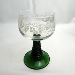 Roemer Vintage Beehive Green Stem Glasses Etched Grapevine Barware 5 pcs.