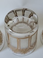 3 Vintage Gold Gothic Cathedral Lowball Glasses By Washington Glass
