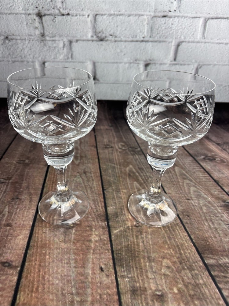 Set of 2 Nachtmann Bleikristall German Crystal Wine Glasses