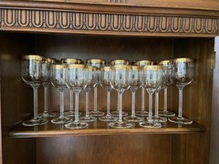 «Set of 4″ Lenox Crystal Autumn Wide Gold Band Water Goblet Glasses 8-3/8»