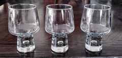Set Of 3 Clear Weighted 5 3/4″ Glass Tumblers Suspended Air Bubble Stem 15 oz