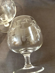 Vintage Noritake Sasaki Bamboo etched Crystal Set 6 Brandy Snifter 4.25″