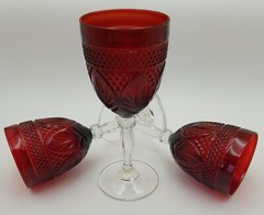 Goblet Glasses 3 LUMINARC ARCOROC CRISTAL D’ARQUES JG DURAN Bicolor Red & Clear