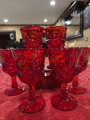 Exquisite Fostoria Ruby Red 6.5” Vintage Argus Stemmed Goblets. Ex Condition