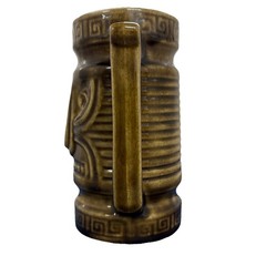 Vintage Tiki Mug Brown Ceramic Hawaiian Polynesian Bar Mug 6” Gloss Glaze