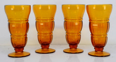 Vintage Indiana Glass Amber Footed Parfait Tumblers – Set of 4